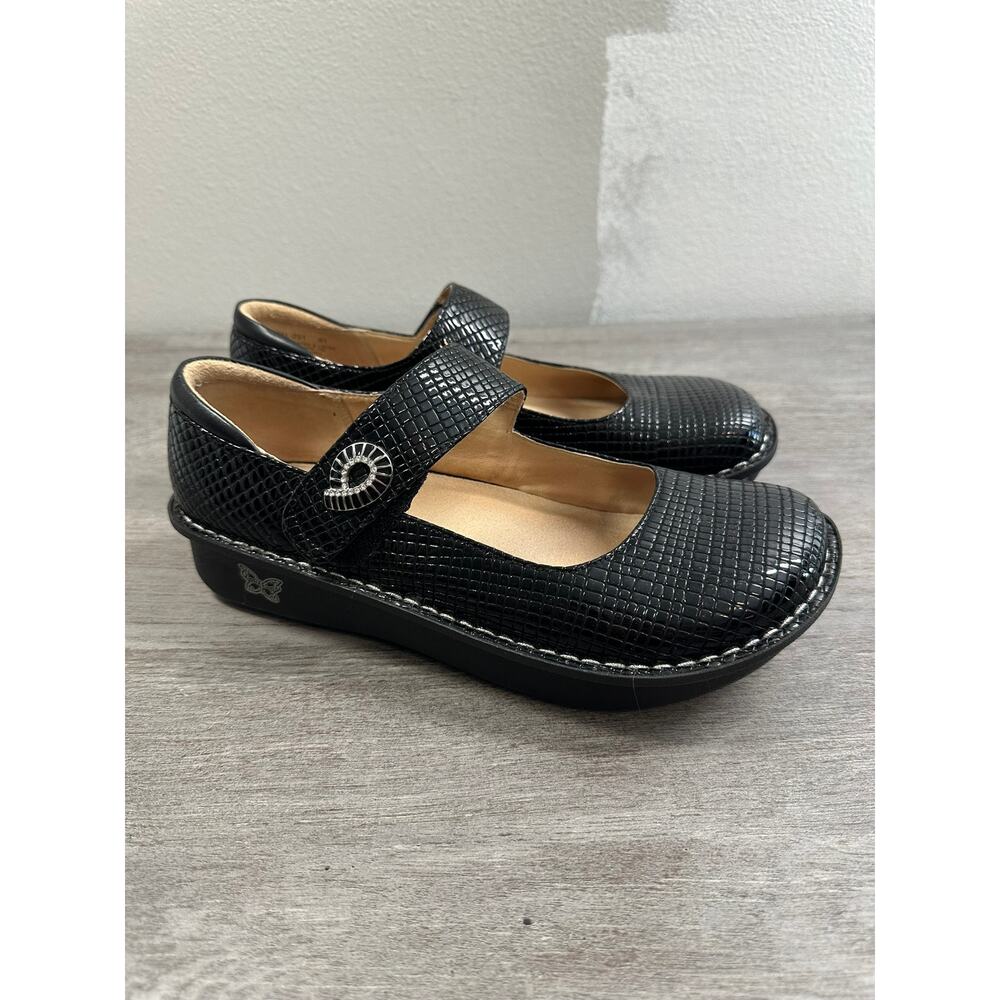 Alegria Paloma Textured Leather Mary Jane Shoes Black Size 41/11 - Picture 2 of 6